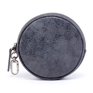 HOBO Grey Shimmer Revolve GO zip pouch charm NWT